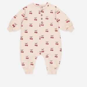 Quincy Mae Fleece Jumpsuit 'Mon Amour' Heart Print